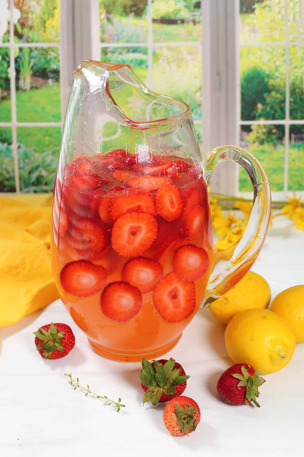 Pitcherful of easy strawberry lemonade recipe.