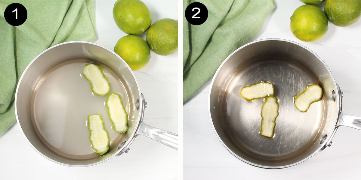 Steps to make lime simple syrup.