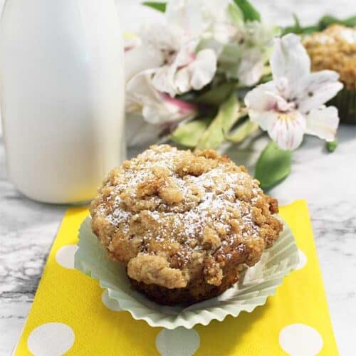 Banana Nut Muffins with Crumb Topping square