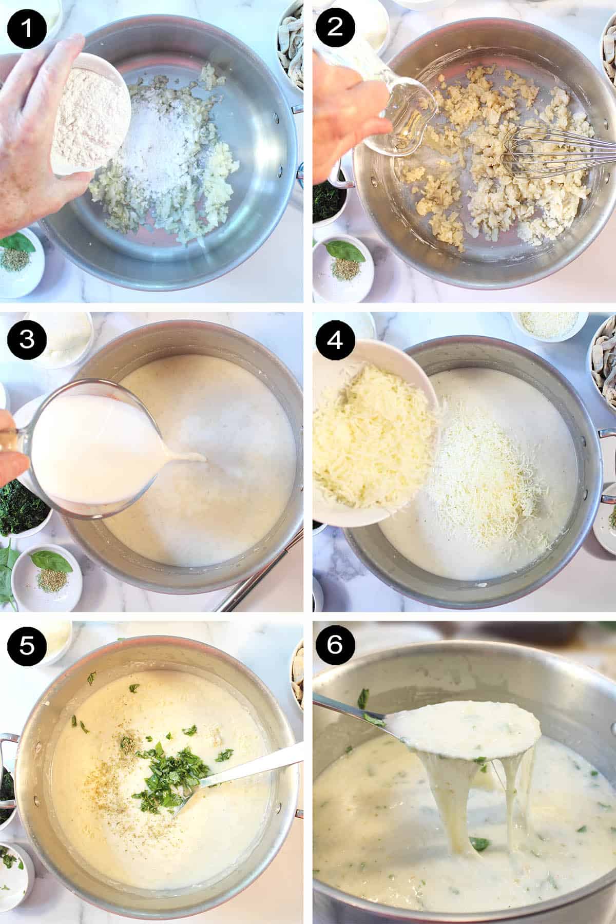 Prep steps for cheese sauce.