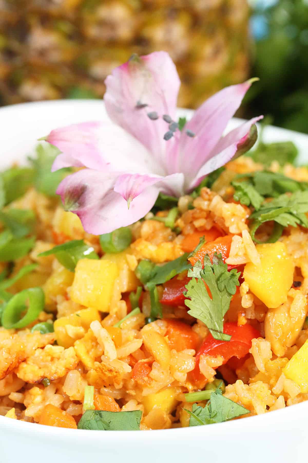 Closeup of rice in bowl.