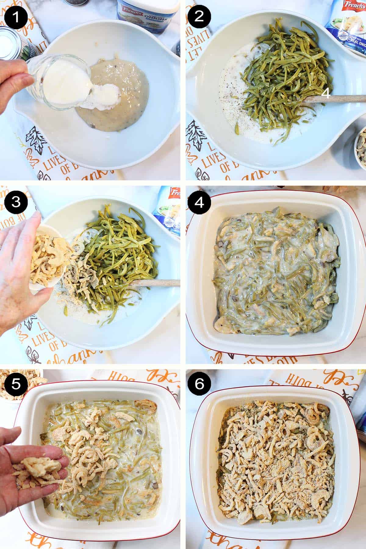 Prep steps for casserole.