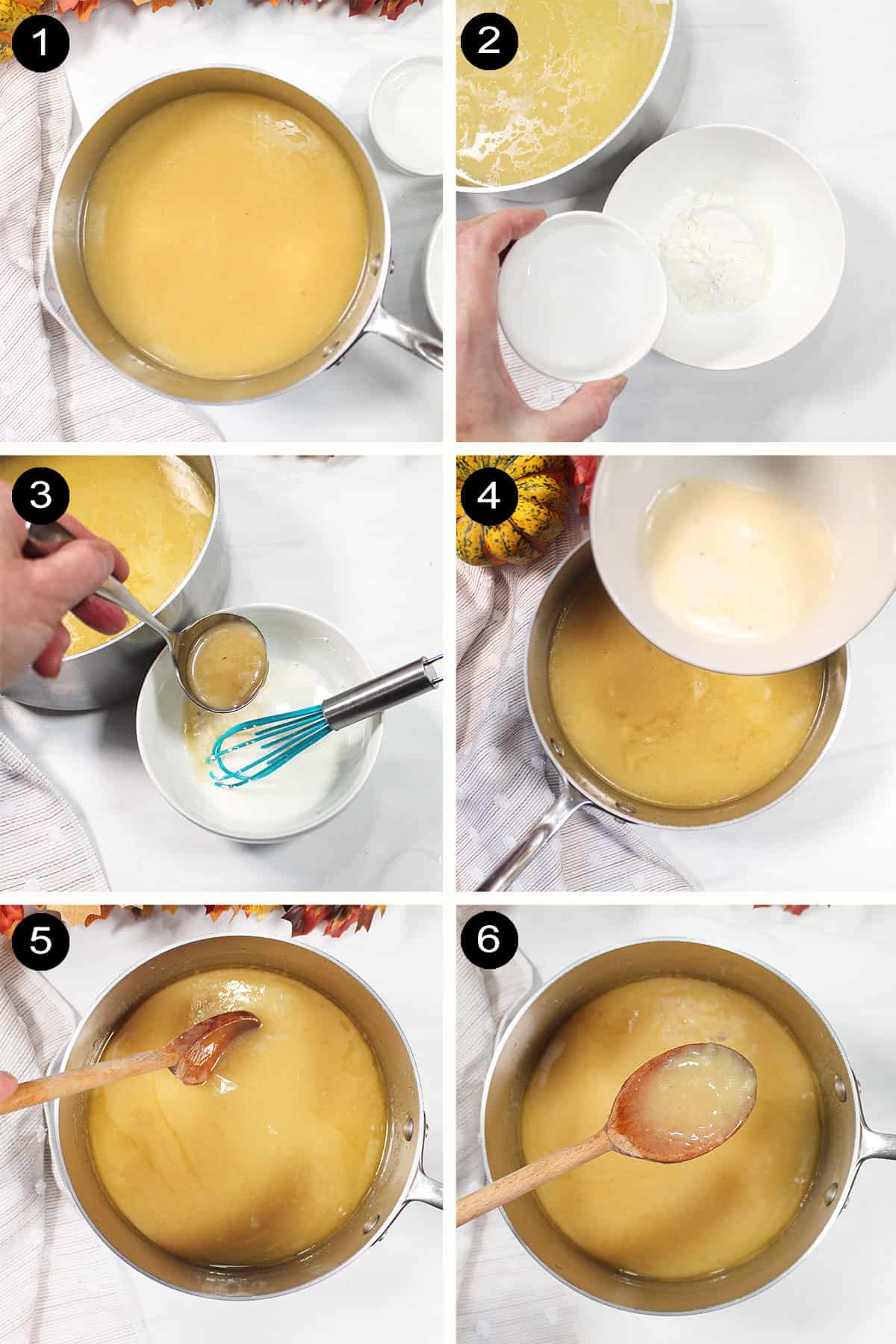 Steps to make turkey gravy from drippings.
