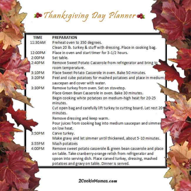 Thanksgiving Day Planner