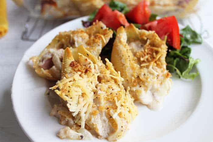 Chicken Cordon Bleu Shells plated | 2 Cookin Mamas