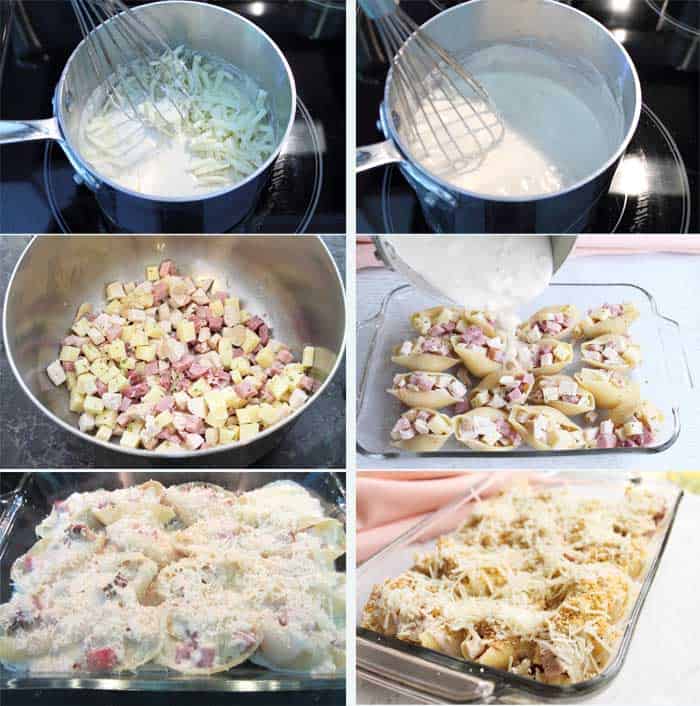 Steps to make Chicken Cordon Bleu Shells.