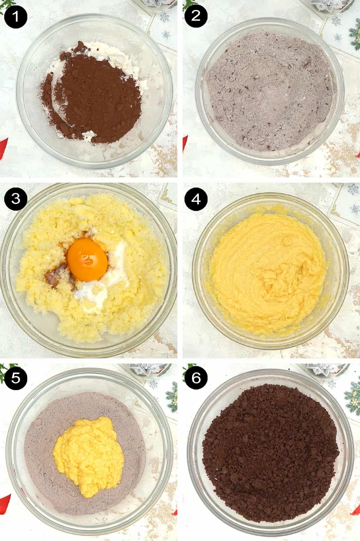 Steps to make turtle thumbprint cookies 1-6.