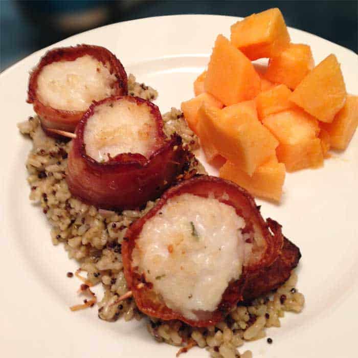 Bacon Wrapped Scallops, Marinated to Perfection