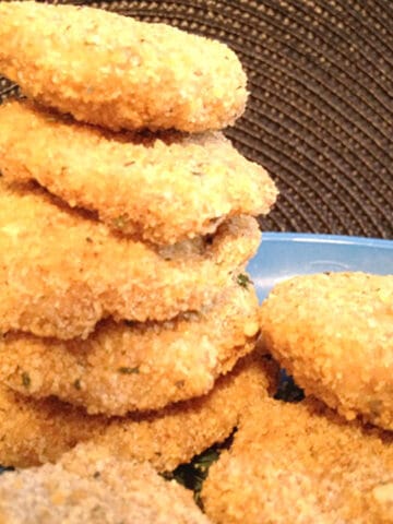 Chicken Nuggets on blue plate square