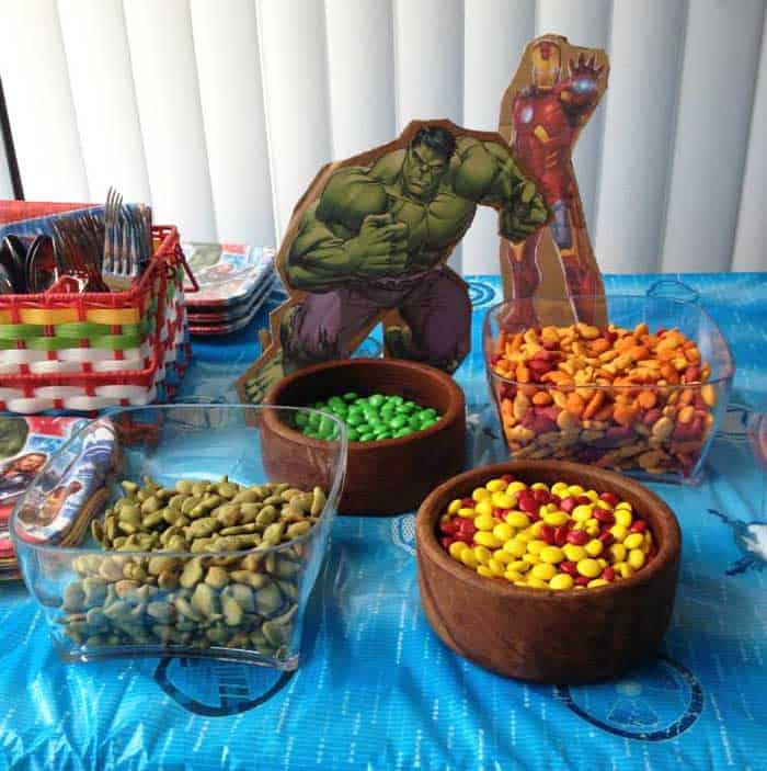 Superhero Birthday Party Ironman Hulk snacks | 2 Cookin Mamas