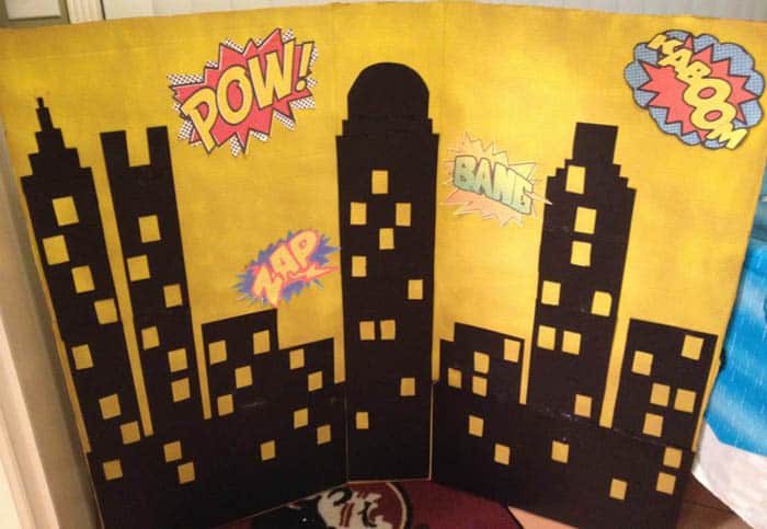 Superhero Birthday Party photo booth prep | 2 Cookin Mamas