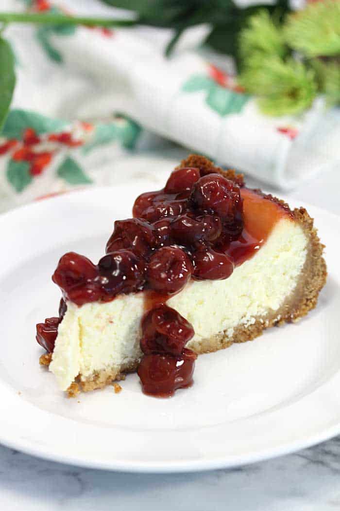 New York cheesecake with cherries slice | 2 Cookin Mamas