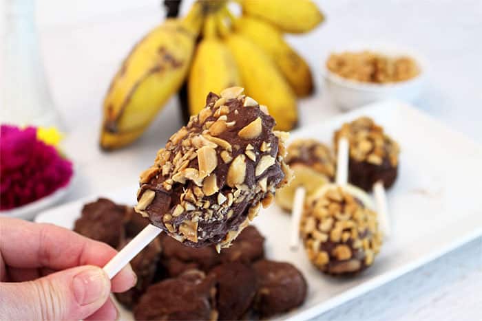 Chocolate Covered Bananas peanut covered | 2 Cookin Mamas