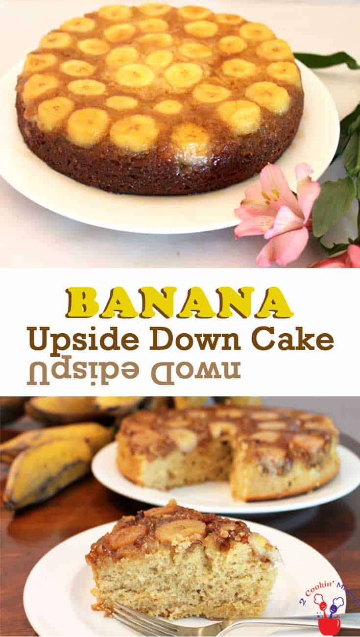 Banana Upside Down Cake on a platter