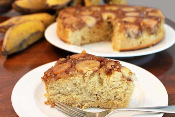 Banana Upside Down Cake slice