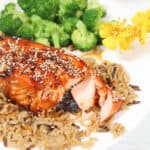 Glazed salmon recipe's flaky baked fish.