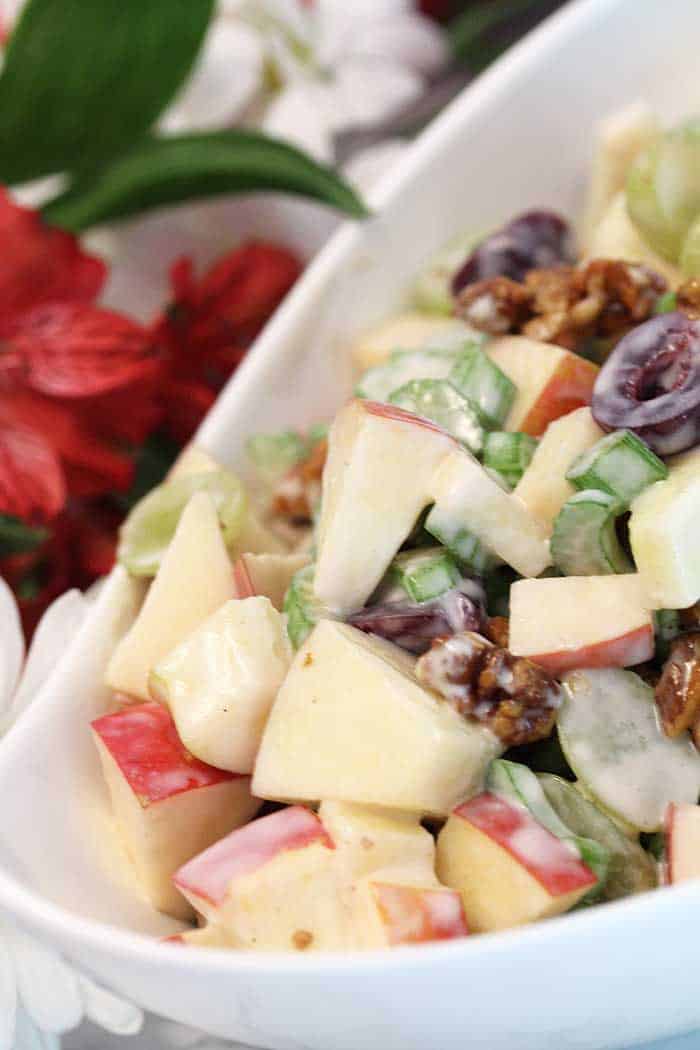 Fruity Waldorf Salad closeup tall | 2 Cookin Mamas