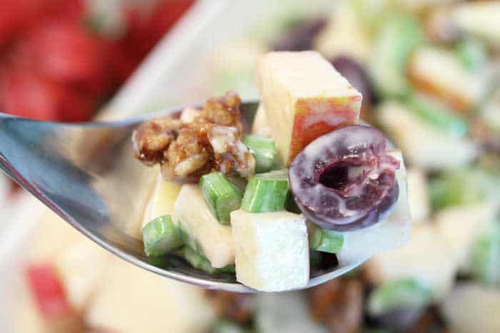 Fruity Waldorf Salad spoonful | 2 Cookin Mamas