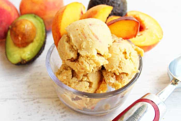 Healthy Peach Ice Cream closeup | 2 Cookin Mamas