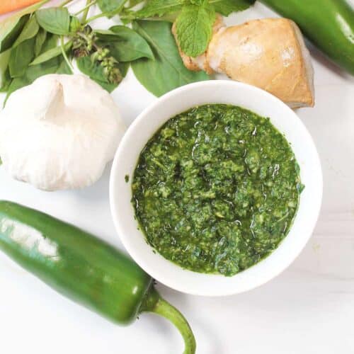 Overhead of Thai Basil Sauce.