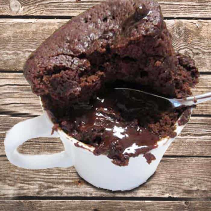 Chocolate Lava Mug Cake square | 2 Cookin Mamas