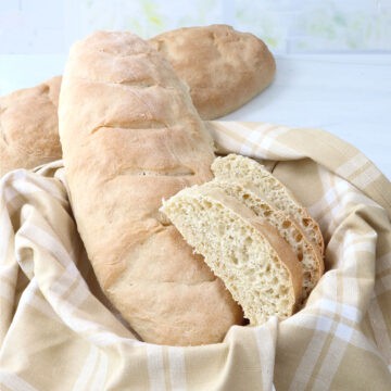 Crusty French Bread in basket.