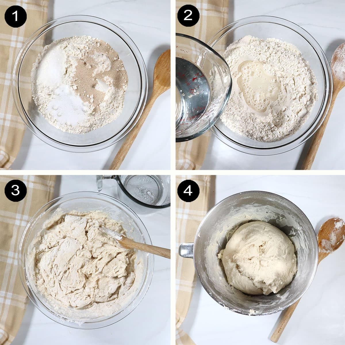 Steps to make dough for French Bread recipe.