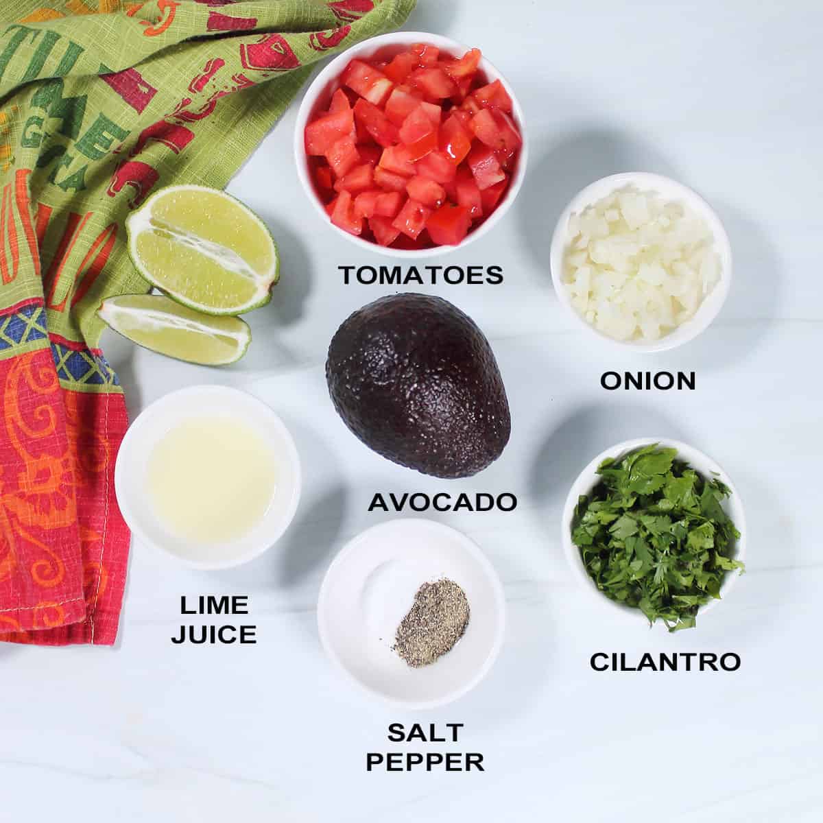Avocado Salsa ingredients.