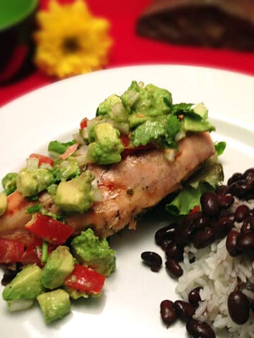 Grilled Chicken with Avocado Salsa square | 2 Cookin Mamas