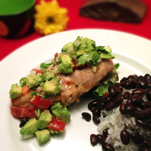 Grilled Chicken with Avocado Salsa square | 2 Cookin Mamas