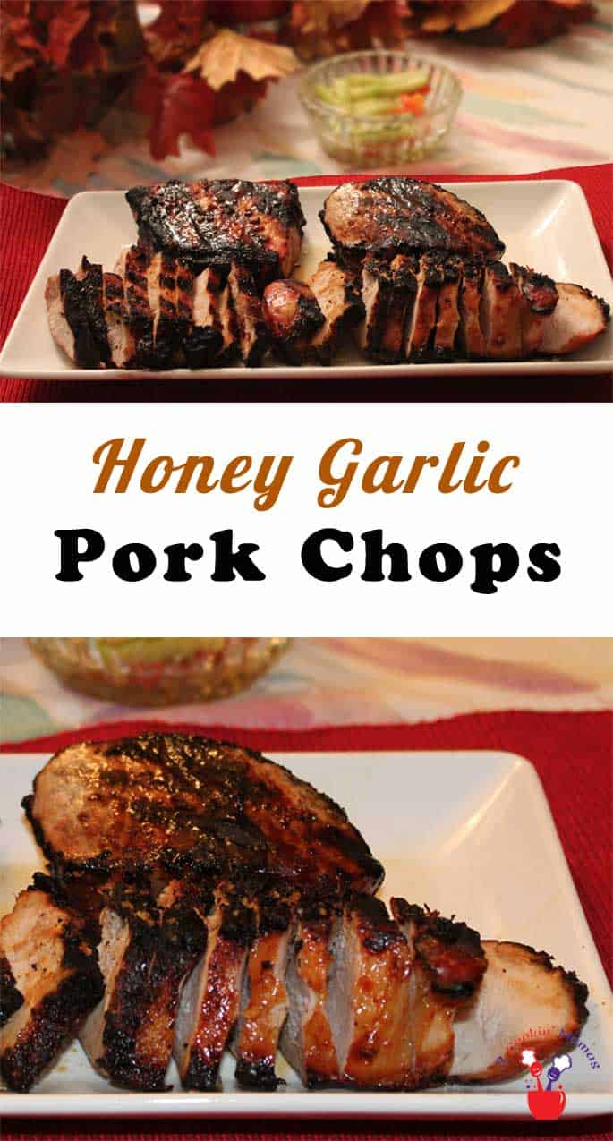 Honey Garlic Pork Chops | 2 Cookin Mamas This moist and tender pork chops recipe is as easy as 1-2-3. Grilled with just the right touch of honey and soy sauce, they're out of this world good!