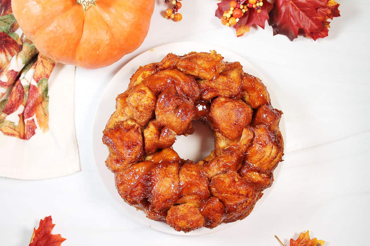 Inverted caramel pumpkin monkey bread.