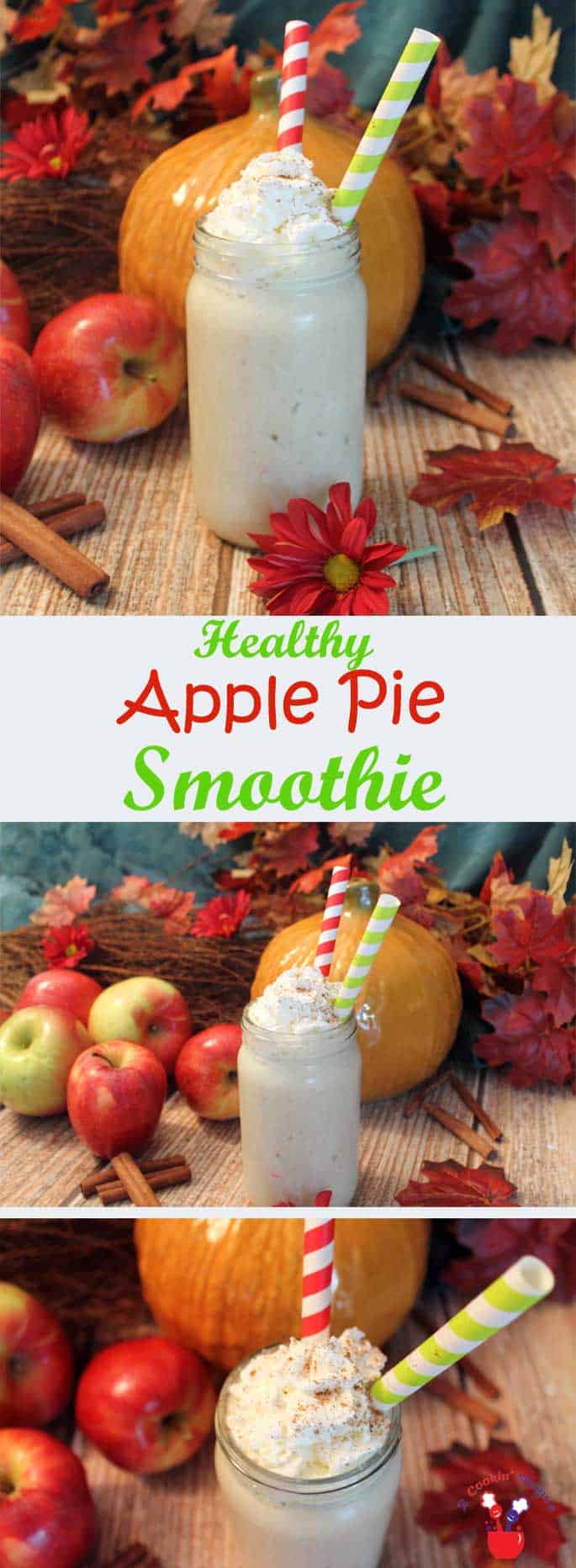A delicious apple pie smoothie that tastes just like apple pie in a glass. And it's good for you too! An excellent breakfast with plenty of antioxidants and fiber for a more healthy you! #smoothie #healthyeating #applepie #breakfast #dairyfree