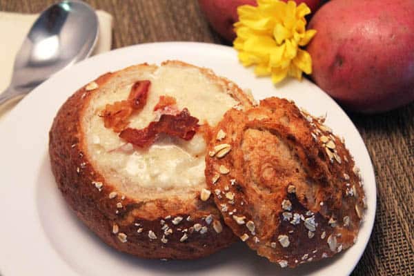 Baked Potato Soup in Bread Bowl | 2CookinMamas