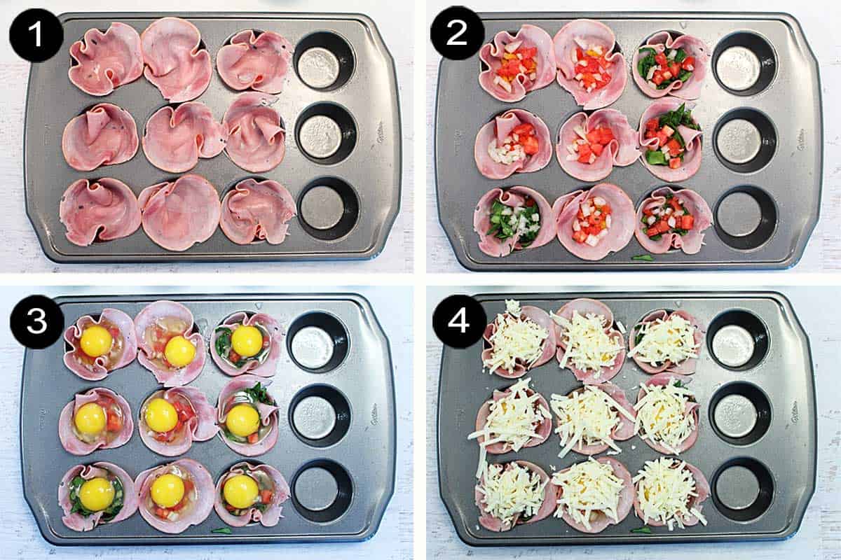 Steps 1-4 to make egg cups.