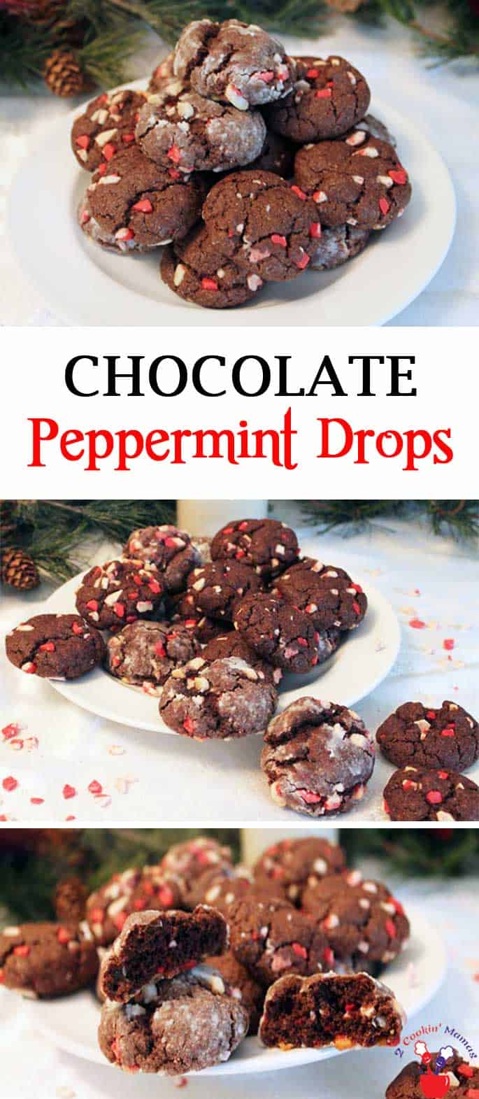 Chocolate Peppermint Drops are simple to make. Just a boxed cake mix & 3 ingredients for chocolaty, minty cookies perfect for the season.
