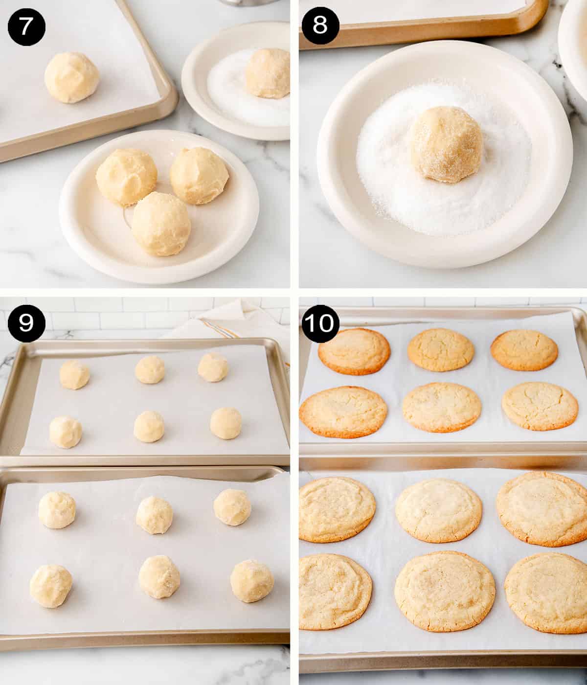 Steps to form and bake cookies.