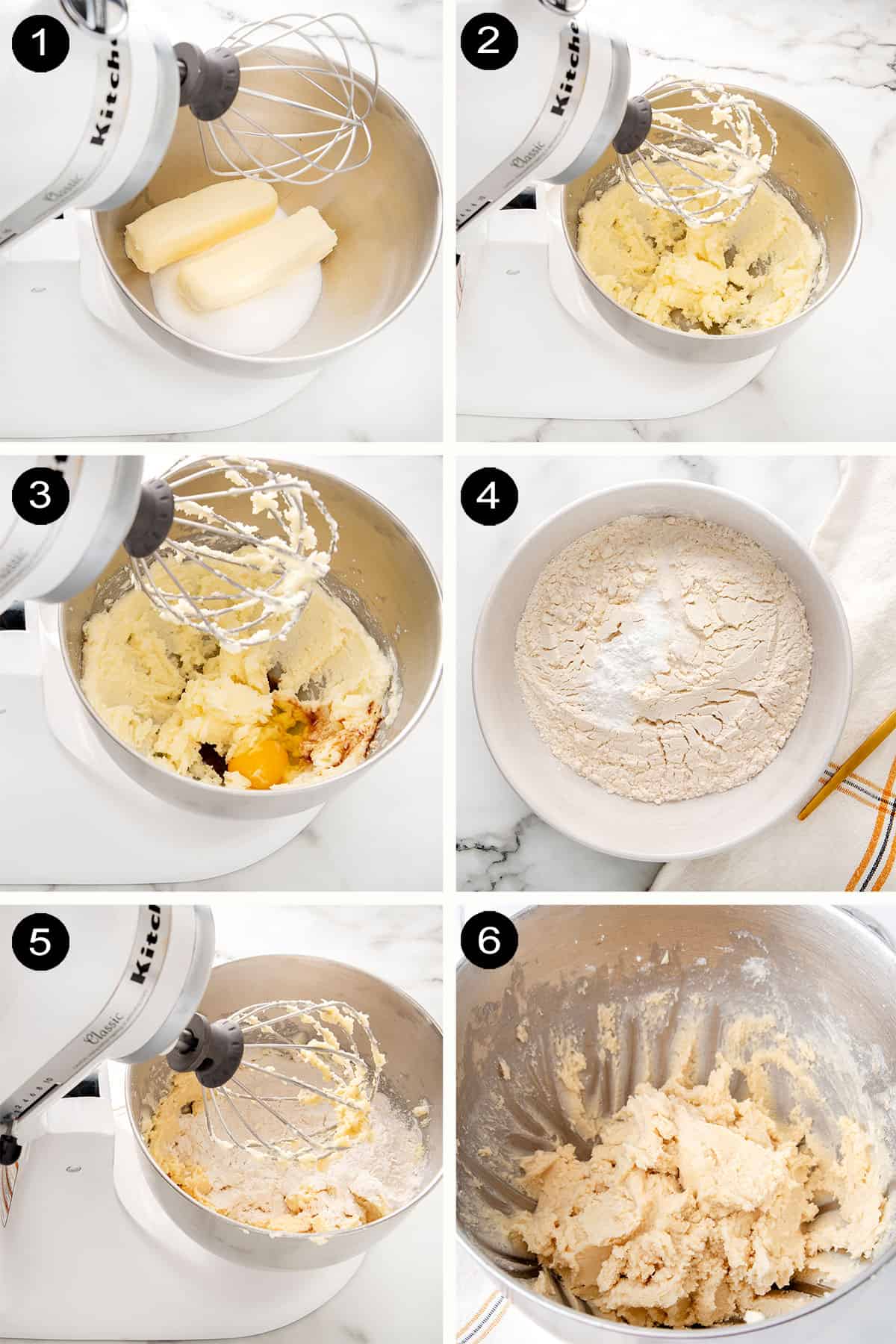 Prep steps for making sugar cookie dough.