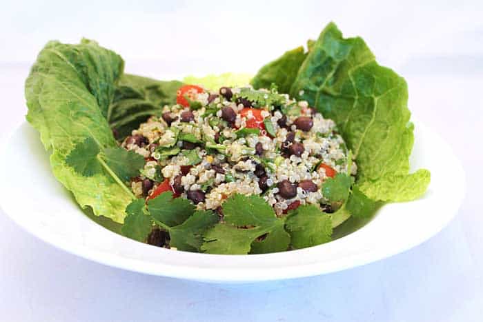 Hearty Quinoa Salad in bowl | 2 Cookin Mamas