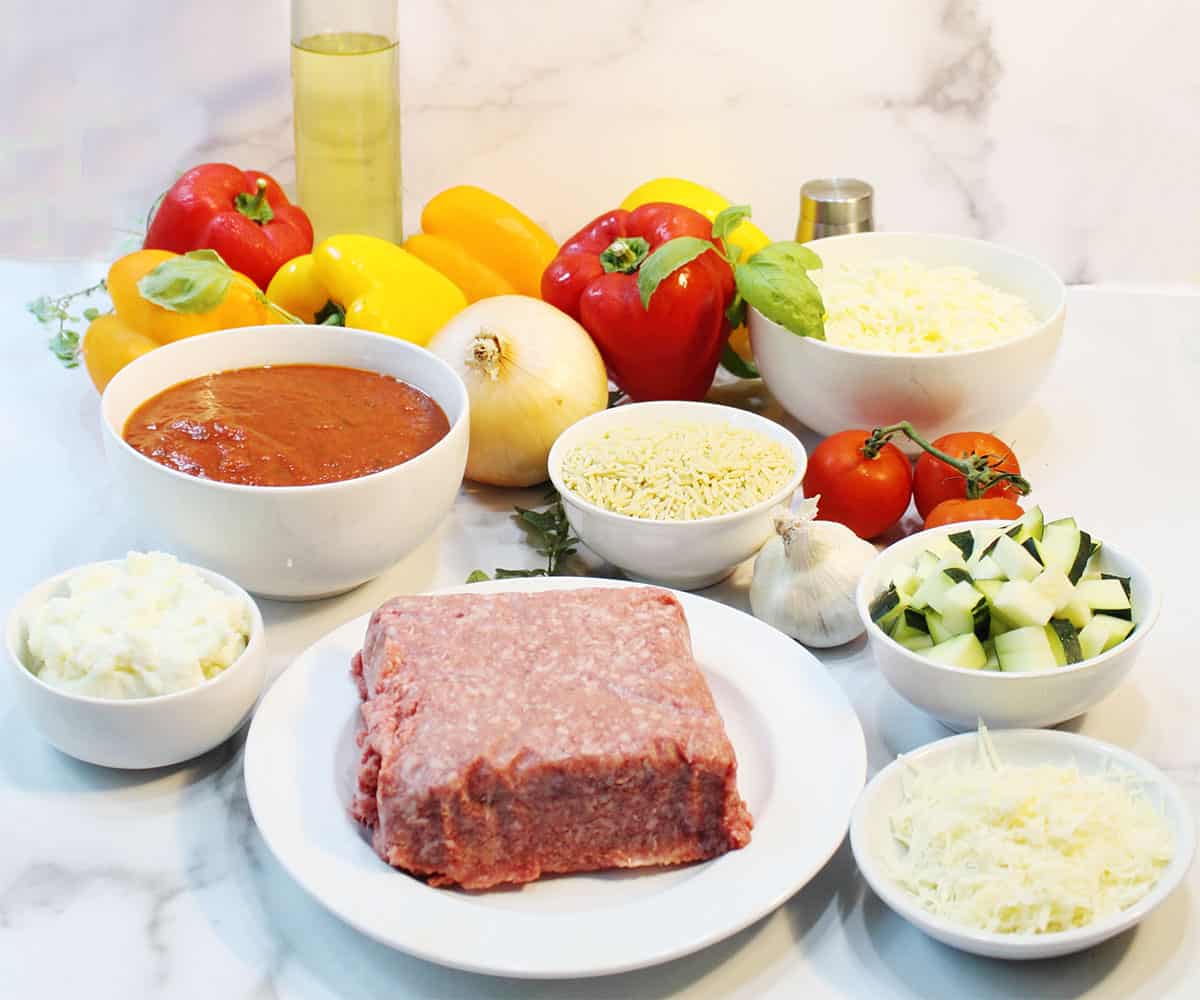 Ingredients for stuffed peppers.