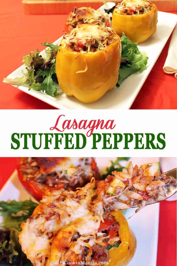 Easy Lasagna Stuffed Peppers - 2 Cookin' Mamas