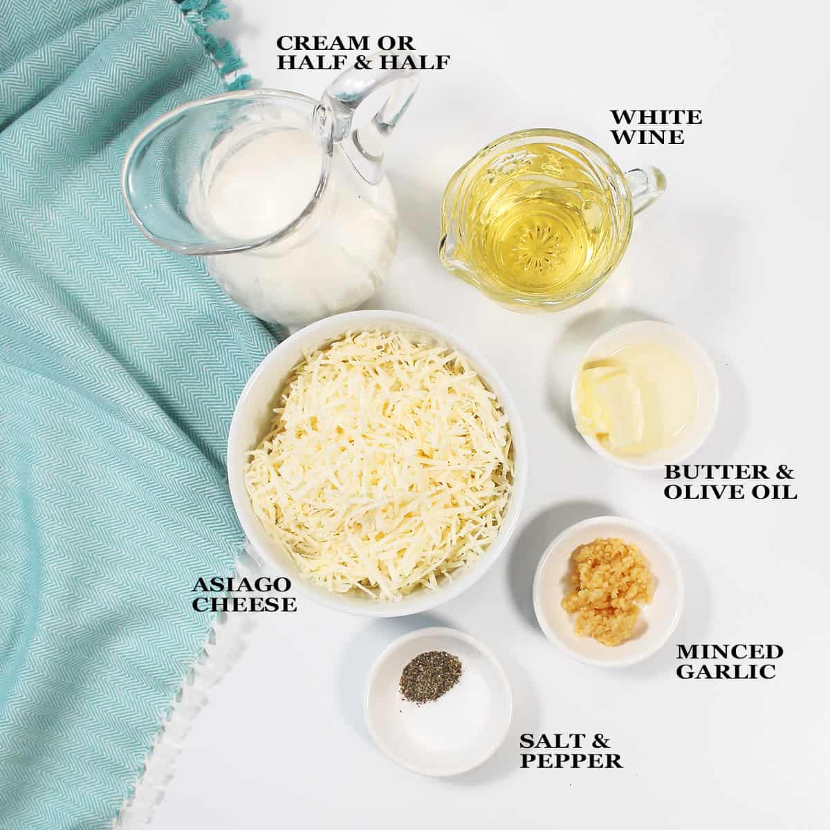 Ingredients for cheese sauce.