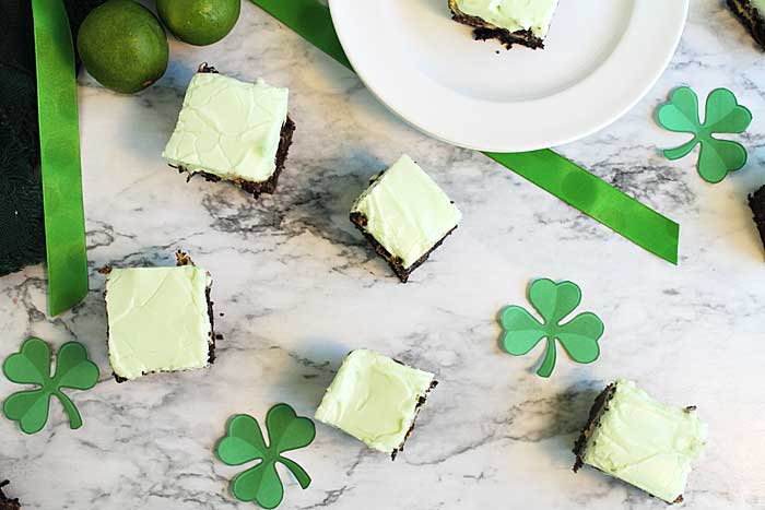 Key Lime Cheesecake Brownies overhead view