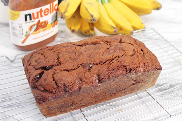 Nutella Banana Bread cooling