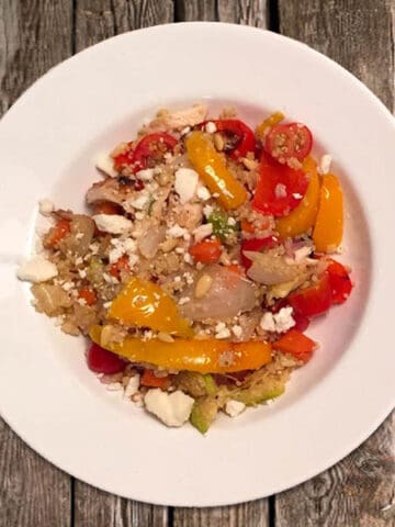 Roasted Vegetable Salad with Chicken and Quinoa plated | 2CookinMamas
