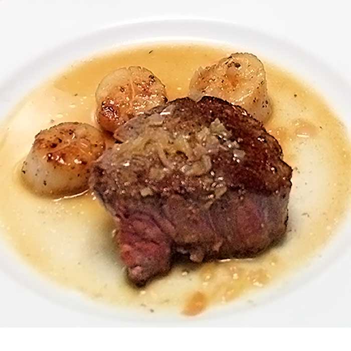 Steak and Scallops with Champagne Butter | 2 Cookin Mamas