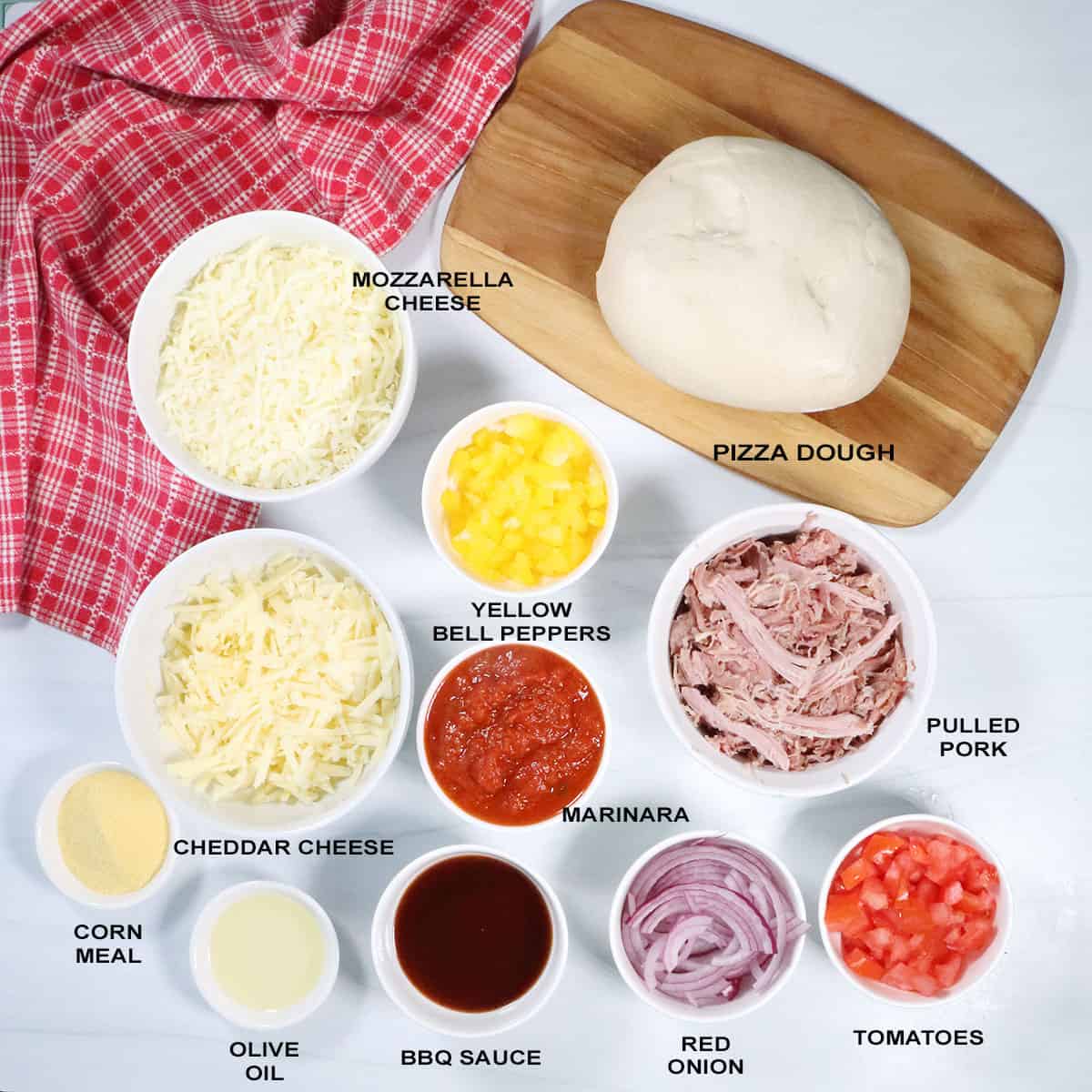 BBQ Pulled Pork Pizza recipe  ingredients.