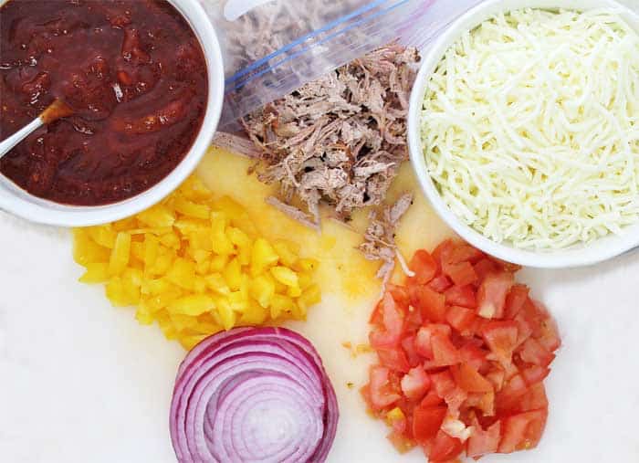 BBQ Pulled Pork Pizza ingredients