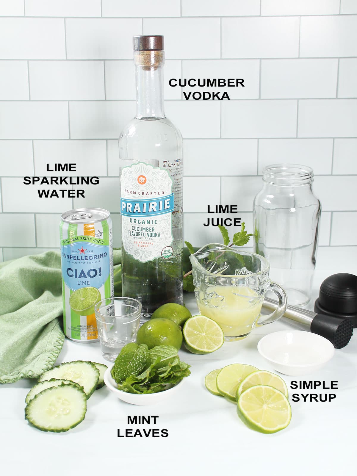 Ingredients for Cucumber Mojito.