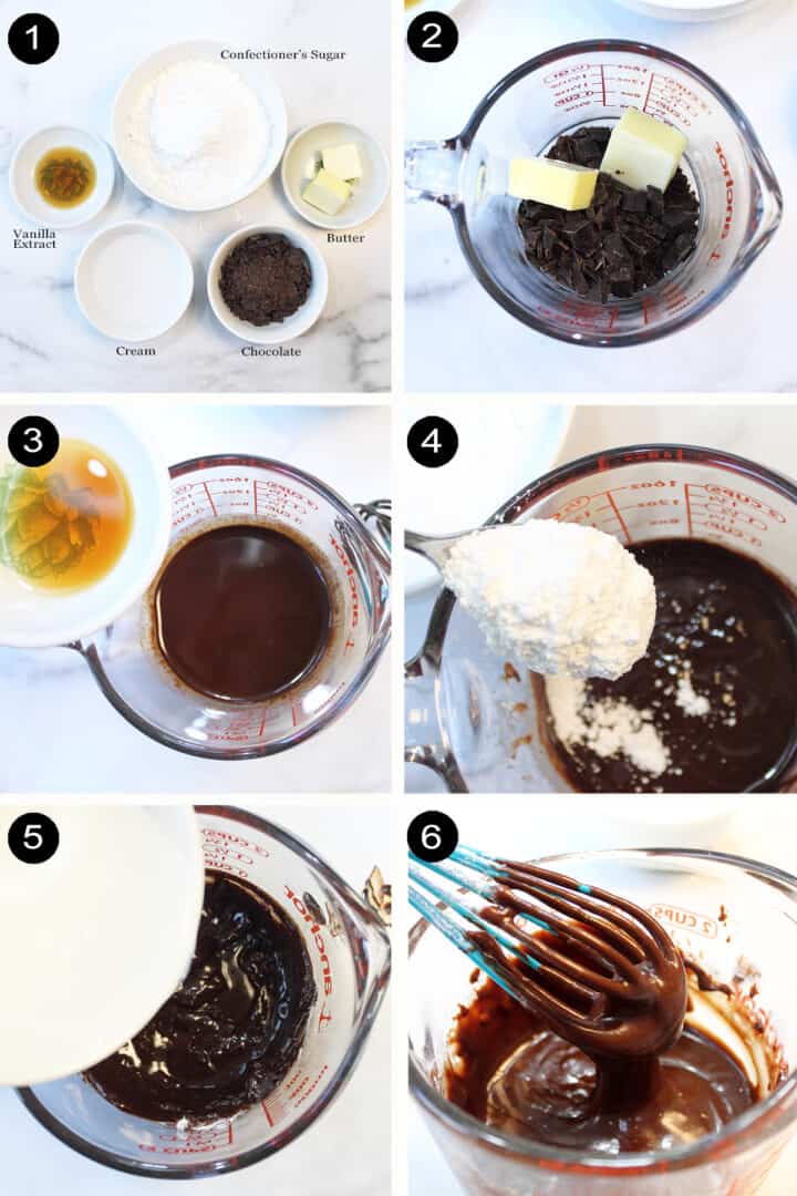 Prep steps for chocolate glaze.